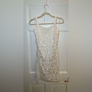 Lulu’s sequined embroidered mini bodycon dress